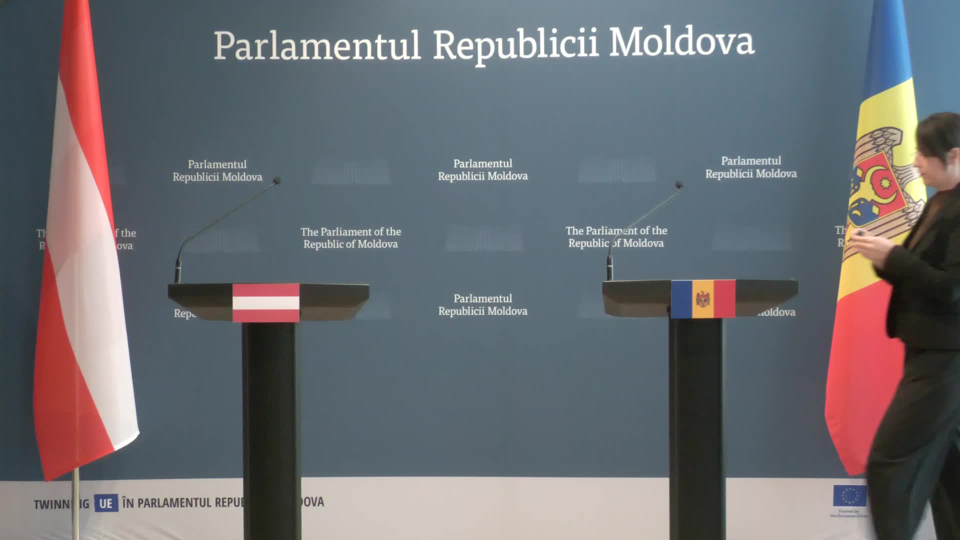 Briefing de presă susținut de vicepreședinta Parlamentului Republicii Moldova, Doina Gherman, și conducerea comisiilor pentru politică externă din cadrul Consiliului Național și al Consiliului Federal ale Parlamentului Republicii Austria