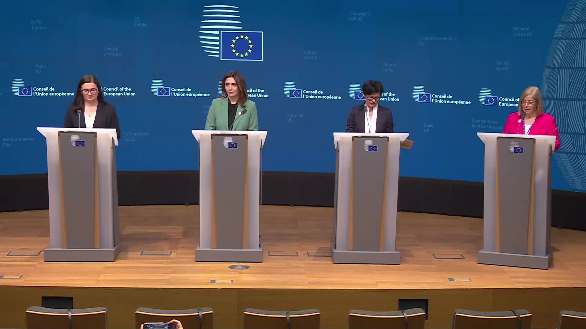 Conferință de presă susținută de Cristina Gherasimov, Marta Kos și Marilena Raouna, după ședința Consiliului Afaceri Generale de la Bruxelles