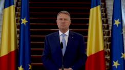 Declarație de presă susținută de Președintele României, Klaus Iohannis, după ședința de evaluare și prezentare a măsurilor cu privire la gestionarea epidemiei COVID-19