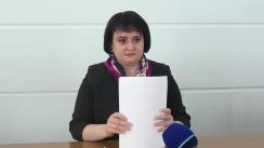 Briefing de presă susținut de Ministrul Sănătății, Muncii și Protecției Sociale, Viorica Dumbrăveanu, de prezentare a informațiilor actualizate privind controlul infecției prin Coronavirusul de tip nou, la nivel național