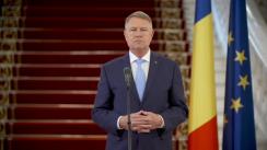 Declarație de presă susținută de Președintele României, Klaus Iohannis, după ședința de evaluare și prezentare a măsurilor cu privire la gestionarea epidemiei COVID-19