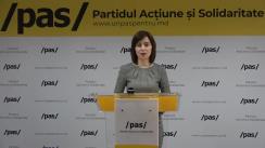 Conferință de presă susținută de președintele Partidului Acțiune și Solidaritate, Maia Sandu, și Ministrul Finanțelor în cadrul Guvernului Sandu, Natalia Gavrilița