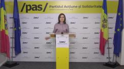 Briefing de presă susținut de Președintele Partidului Acțiune și Solidaritate, Maia Sandu