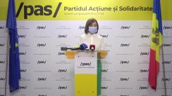 Briefing de presă susținut de Lidera Partidului Acțiune și Solidaritate, Maia Sandu, cu tema „Avertisment pentru Igor Dodon”