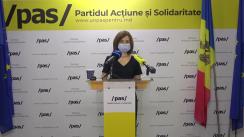 Briefing de presă susținut de Lidera Partidului Acțiune și Solidaritate, Maia Sandu