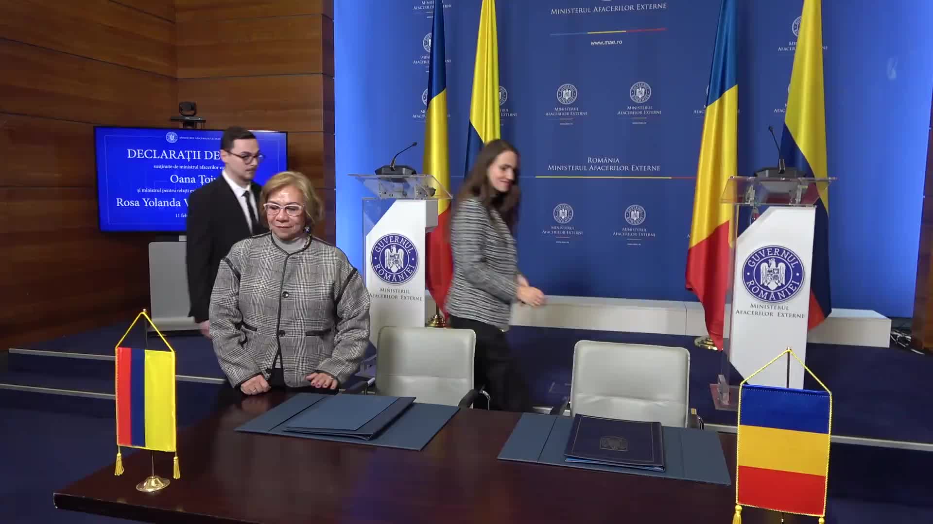 Declarații de presă susținute de ministrul Afacerilor Externe al României, Oana Țoiu, și ministrul pentru relații externe al Republicii Columbia, Rosa Yolanda Villavicencio Mapy