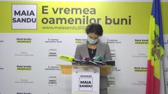 Briefing de presă susținut de candidatul Partidului Acțiune și Solidaritate la funcția de președinte, Maia Sandu, și Olesea Stamate