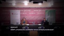 Conferința de presă organizată de Asociația pentru Democrație Participativă ADEPT cu tema „Turul II ale alegerilor prezidențiale: promisiunile candidaților versus atribuții prezidențiale”