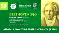 Concert organizat de Sala cu Orgă, în parteneriat cu Centrul Cultural German Akzente Chișinău și Goethe-Institut București  - BEETHOVEN 250 - Integrala sonatelor pentru violoncel și pian. Interpreți: Cristian Florea (cello) și Mihai Ungureanu (pian)