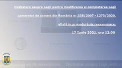 Dezbatere asupra Legii pentru modificarea și completarea Legii camerelor de comerț din România nr.335/2007 - L273/2020, aflată în procedură de reexaminare