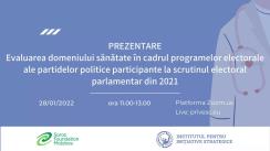 Prezentarea evaluării domeniului sănătate în cadrul programelor electorale ale partidelor politice participante la scrutinul electoral parlamentar din 2021