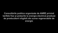 Consultările publice organizate de ANRE privind tarifele fixe și prețurile la energia electrică produsă de producătorii eligibili din surse regenerabile de energie