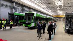 Conferință de presă susținută de primarul capitalei Nicușor Dan și reprezentanții Astra Vagoane Arad după vizita la fabrica de tramvaie Astra Vagoane