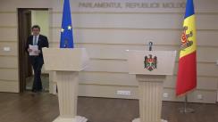 Declarații de presă susținute de Președintele Parlamentului Republicii Moldova, Igor Grosu, și Dragoș Tudorache, Raportor al Comisiei de politică externă pentru implementarea Acordului de Asociere UE-Moldova în cadrul Parlamentului European
