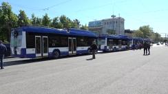 Lansarea pe rute a 10 troleibuze noi de tip AKSM, de ultimă generație, fabricate la uzina „Belkommunmash” din Minsk și asamblate la Atelierul de reparații al Î.M. „Regia Transport Electric”