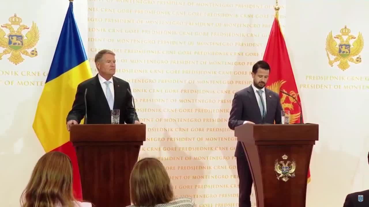 Declarații comune de presă susținute de Președintele Muntenegrului, Jakov Milatović și Președintele României, Klaus Iohannis