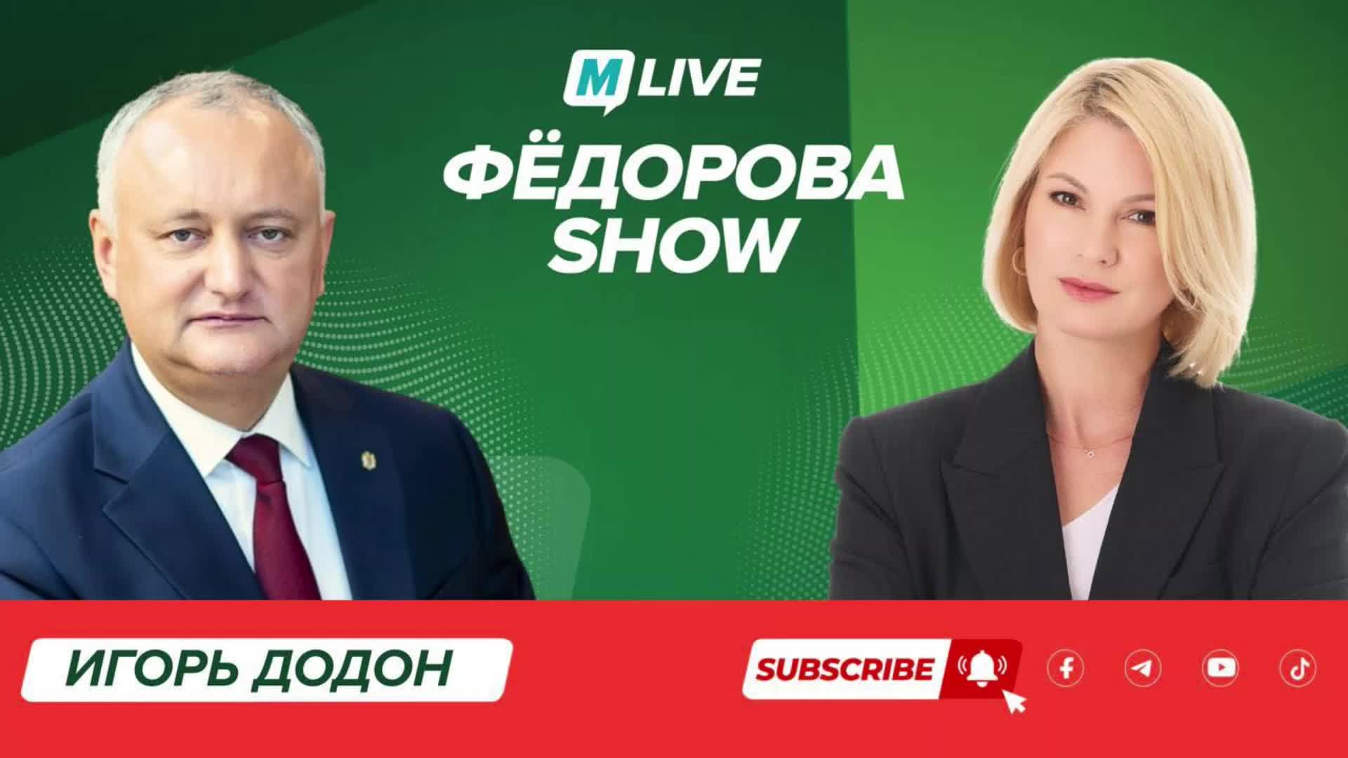 Emisiunea „Fiodorova Show”. Invitat - Igor Dodon, președintele PSRM