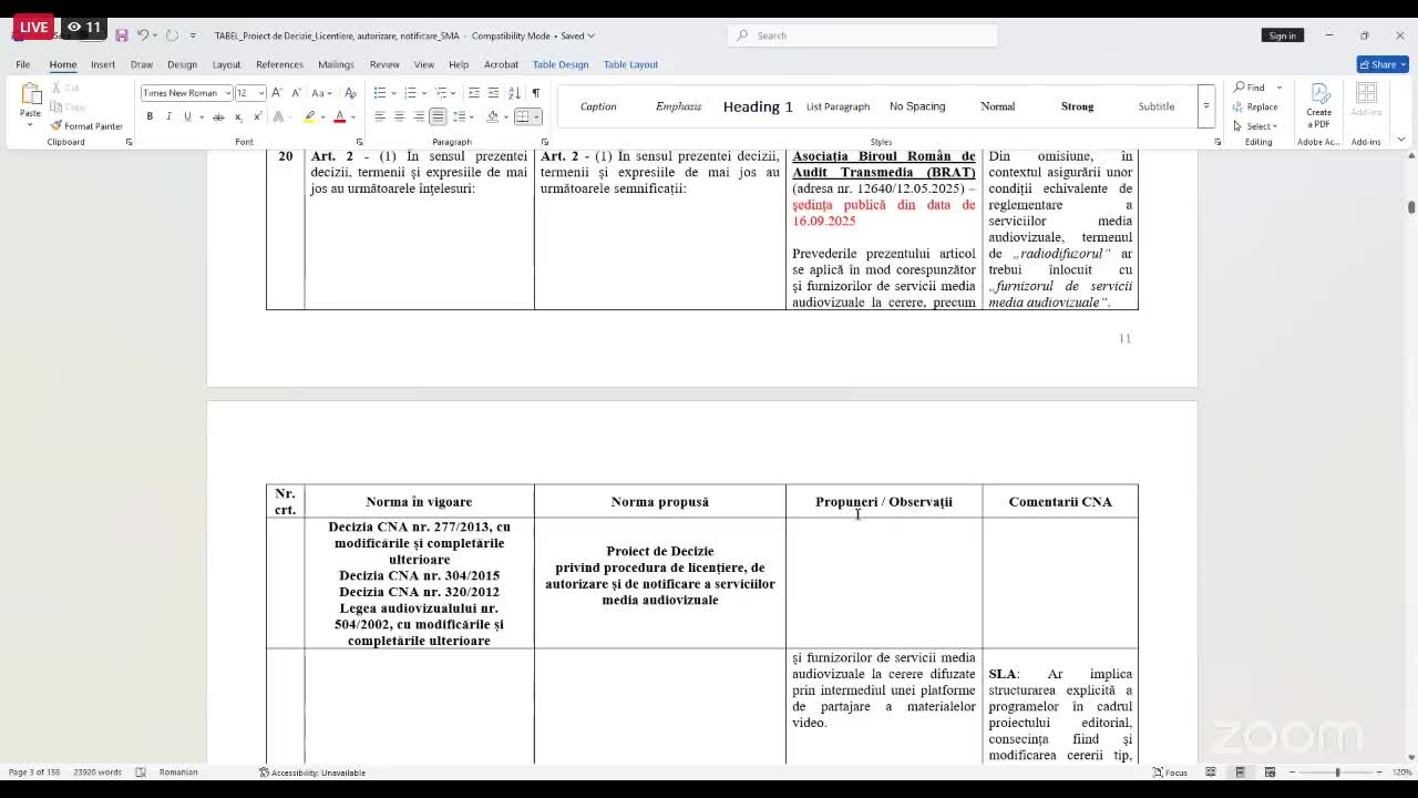 Ședința Consiliului Național al Audiovizualului din 16 septembrie 2025